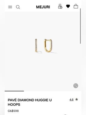 Mejuri 14K Gold Diamond Pavé Huggie Hoops